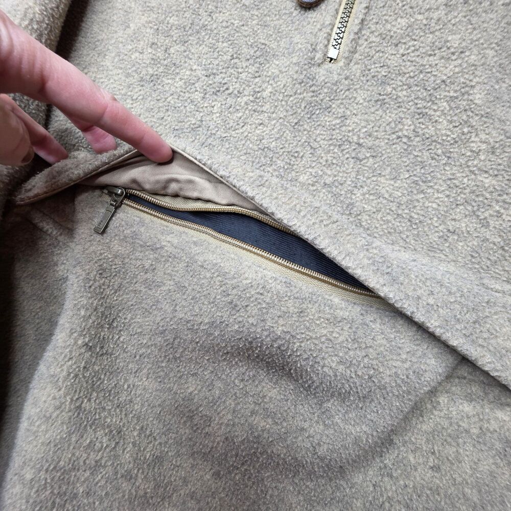 Eddie Bauer Size Medium 1/4 Zip Fleece Pullover Tan Pockets Collar Oversized - Picture 8 of 9